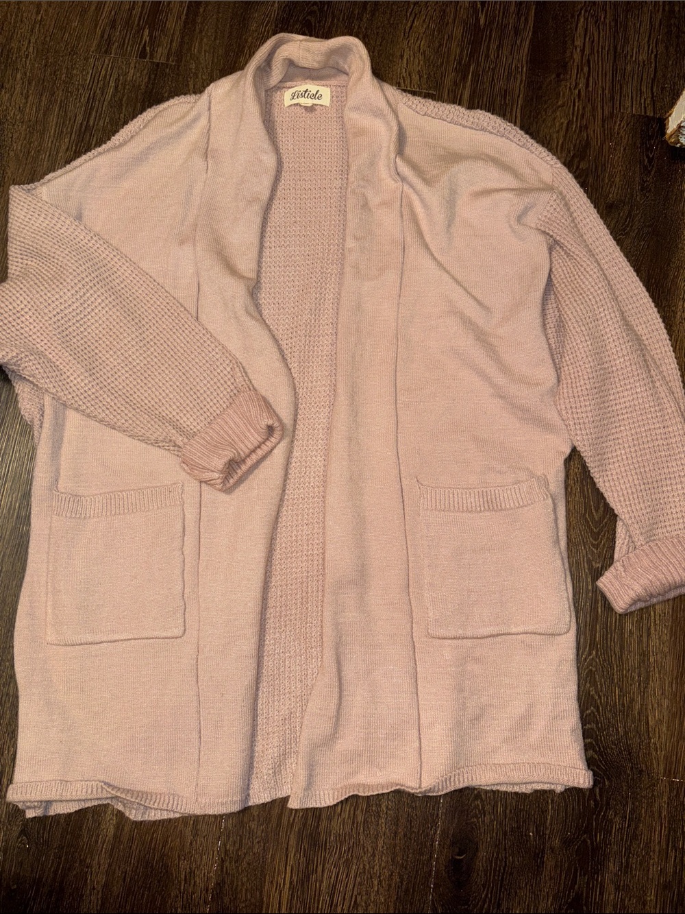 Listicle Dusty Pink Open-Front Pocket Cardigan